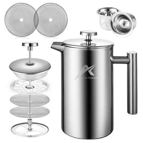 Buy French Press Coffee Maker 34 oz, Stainless Steel Coffee Press ...