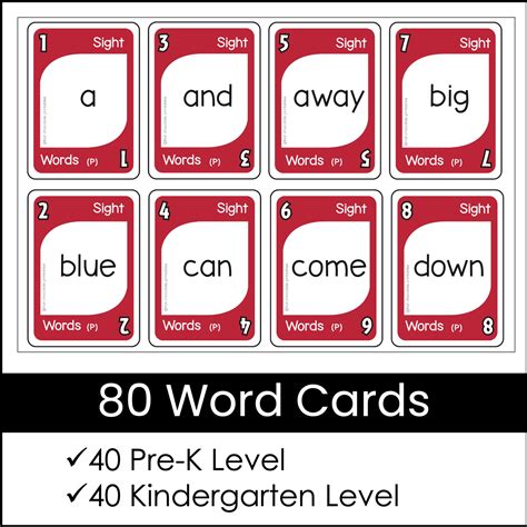 Pre-Primer Sight Word Card Game for Pre-K and Kindergarten - Plays like ...