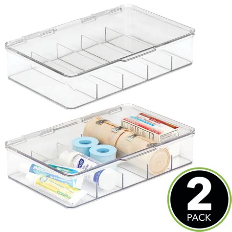 mDesign Rectangular Plastic Stackable Storage Box with Hinged Lid for ...