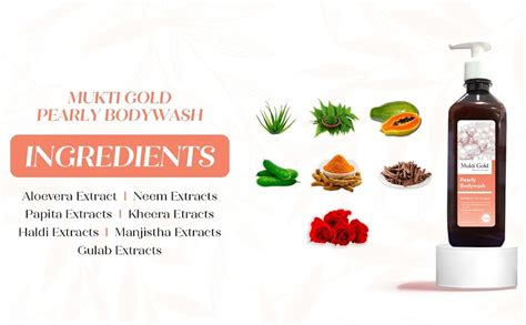 Mukti Gold Pearly Herbal Body wash 250 ml with Natural glycerin | pH ...