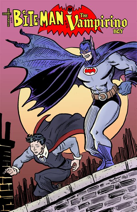 CACKLE'N COMICS - Count Vengeance aka BITE-MAN and The Vampirino Boy (Homage Cover)