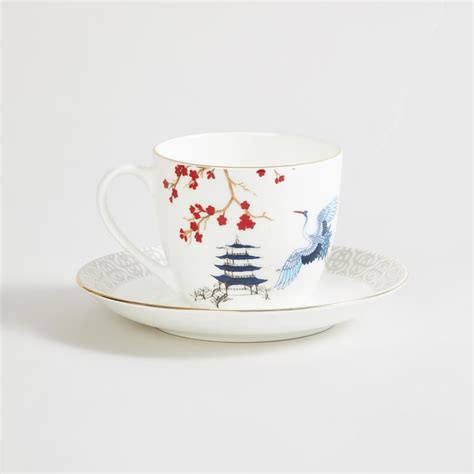 Buy Pagoda Pride White Printed Bone China Cup and Saucer - 250ml from ...