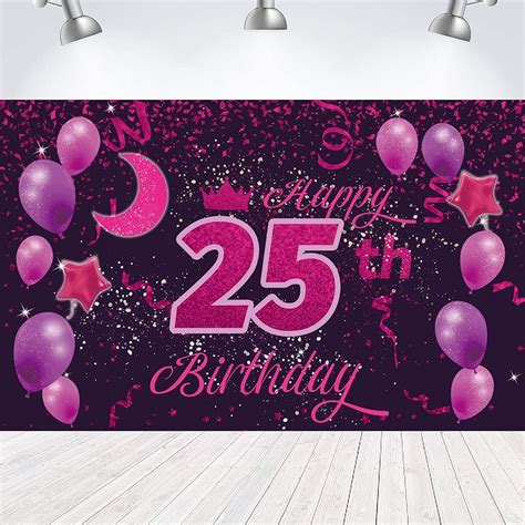 Buy Sweet Happy 25th Birthday Backdrop Banner Poster 25 Birthday Party ...