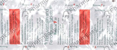 Rosuvas F 20 Tablet: Uses, Side-effects, Price, Dosage & More Info ...