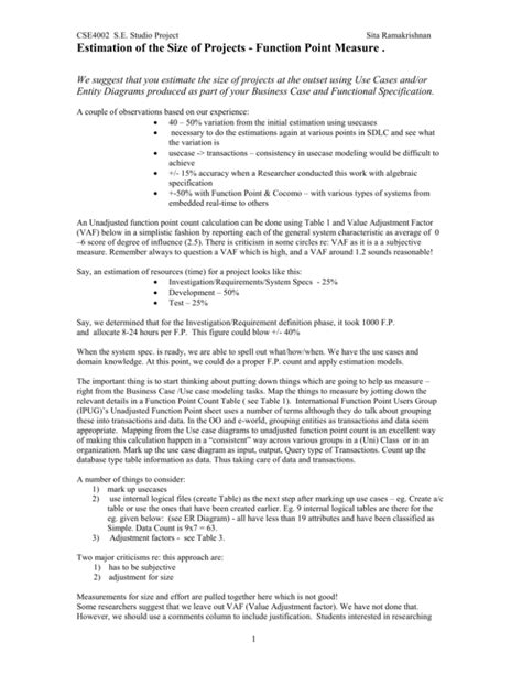 Image result for Function Point Table