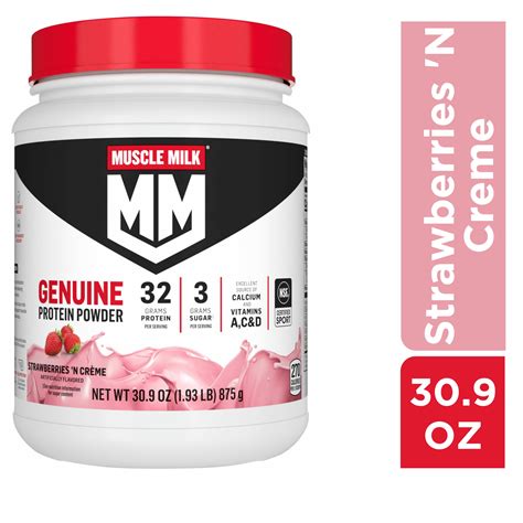 Muscle Milk Protein Powder Strawberries N Crème 32g Protein 1.93lb 30 ...