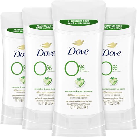 Dove 0% Aluminum Deodorant Stick Cucumber and Green Tea 4 Count Non ...