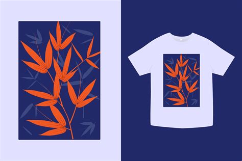 Bamboo Leaves Red Color T-shirt Design Graphic by subujayd · Creative ...