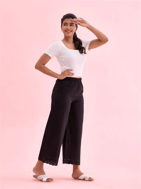 Black Linen Lace Palazzo – Go Colors India