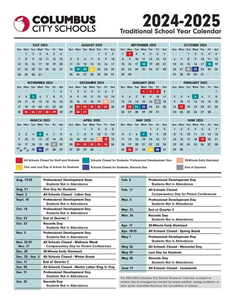 Columbus City Schools Calendar Holidays 2025-2026 PDF - School Calendar ...