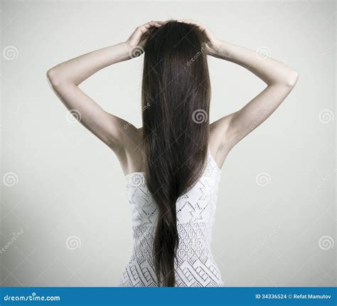 Creepy Girl Wear Devil Horns Having Long White Hair Wig Creating ...