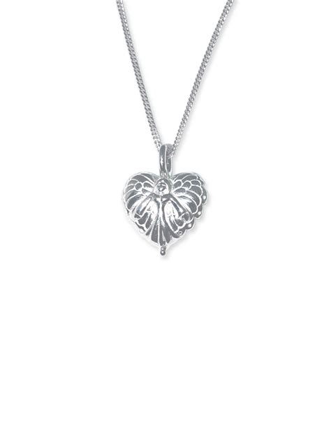 Silver Guardian Angel Wings Leaf Necklace - Angel Jewellery