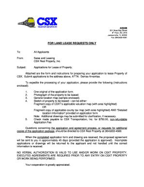 Fillable Online FOR LAND LEASE REQUESTS ONLY - CSX.com Fax Email Print ...