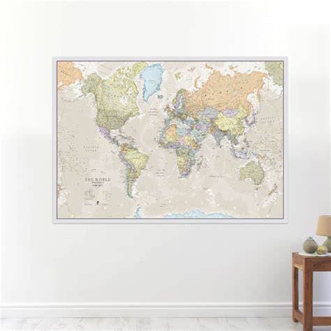 Laminated world maps for the walls