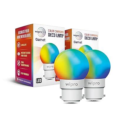 Buy wipro Deco 0.5W Led Bulb, Multicolour (Pack of 2, B22) Online at ...