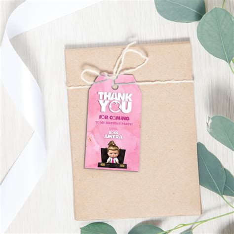 Thank you tags / Labels | Boss Baby Girls Theme – Ezyprints Studio