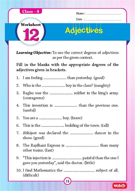 Image result for 4th Class English Worksheet