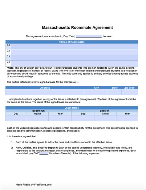 Free Massachusetts Rental Lease Agreement Templates (7) | PDF | Word