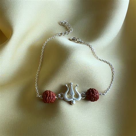 WOMEN - Mahadev's Trishul with Double Rudhraksh 92.5 Silver Bracelet ...