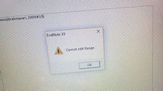Image result for Cannot Edit Range Using EndNote Error