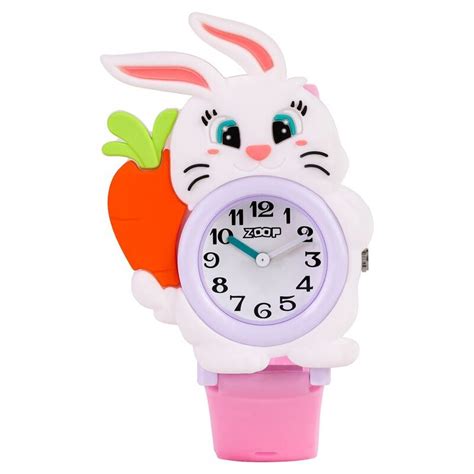 Buy Online Zoop Analog Bunny Rabbit Watch with White Dial & Pink Strap ...