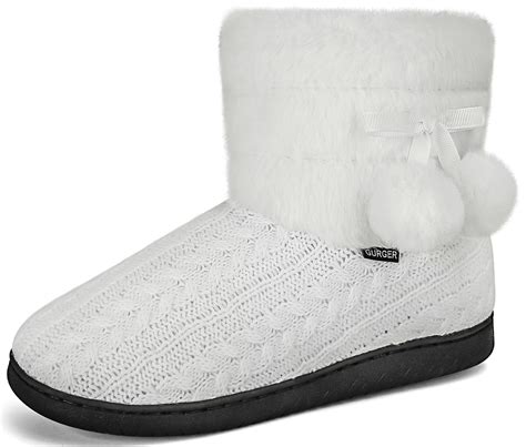 JEBUKTXE Women's Knit Slipper Boots, Plush Lined with Memory Foam ...