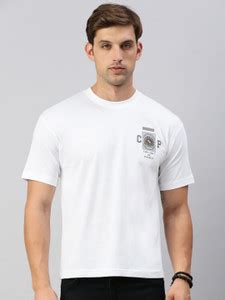 Classic Polo Self Design Men Round Neck White T-Shirt - Buy Classic ...