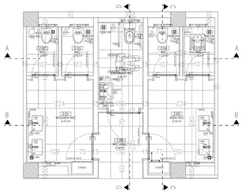 Desenho técnico arquitetônico de um projeto de planta baixa de banheiro ...
