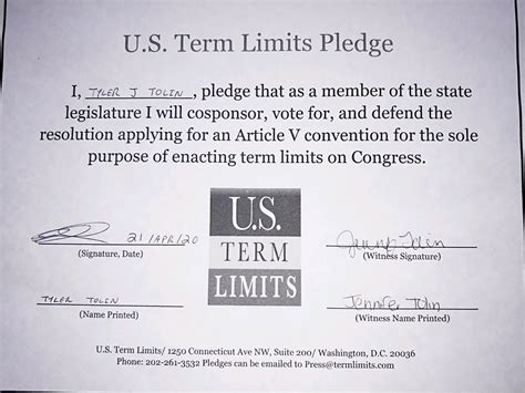 Tyler Tolin Pledges to Support Congressional Term Limits - U.S. Term Limits