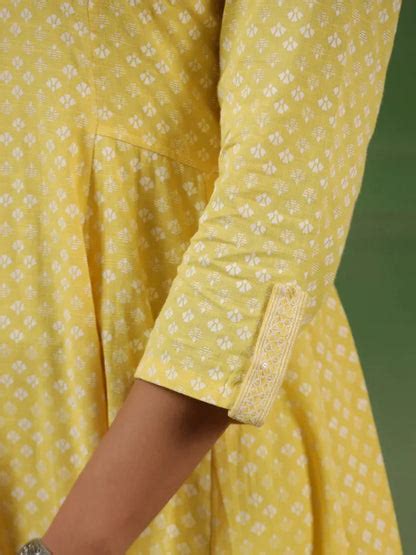 Span Yellow Mandarin Cotton Kurta Set – spanfashions