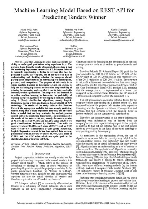 Machine Learning Model Based on REST API for Predicting Tenders Winner ...
