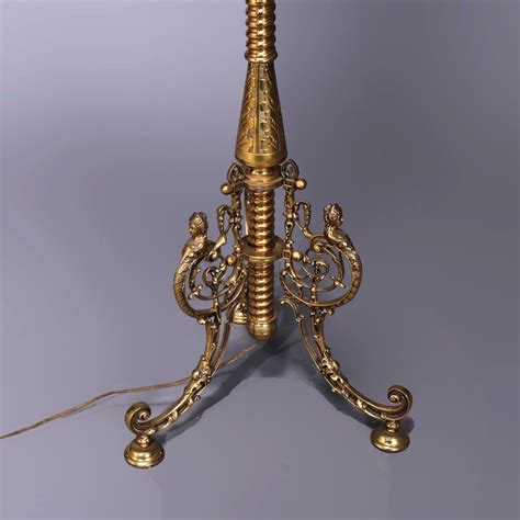 Victorian Figural Brass Piano Floor Lamp Signed B. Hollings and Co ...