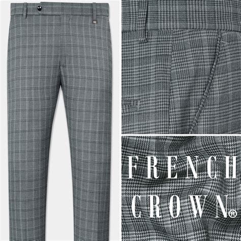 Oslo Gray Checks-Plaid Premium Wool-Blend Pant For Men