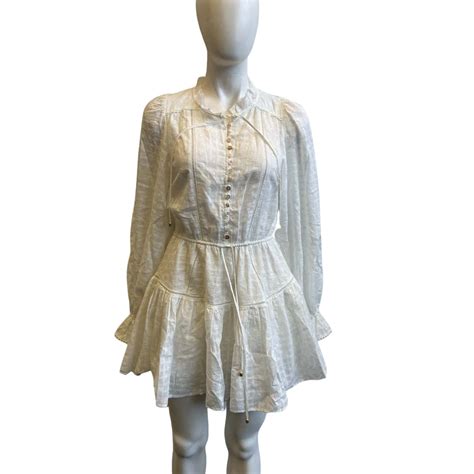 BNWT Kivari Women's Size 6 Daisy Long Sleeve Yoke Mini Dress White
