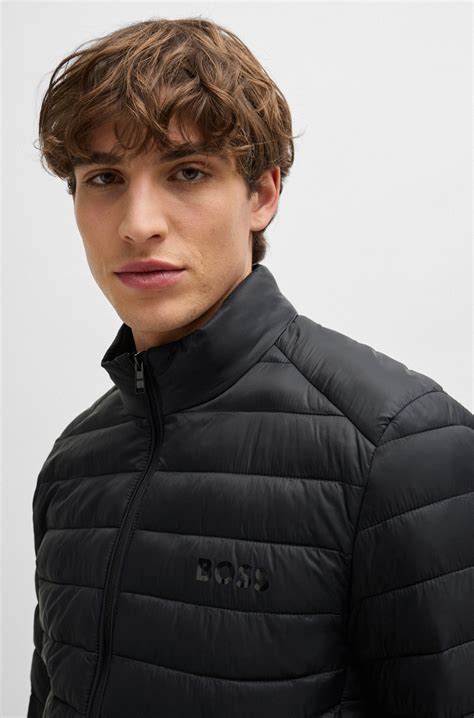 BOSS - Water-repellent padded jacket with tonal logo - Black