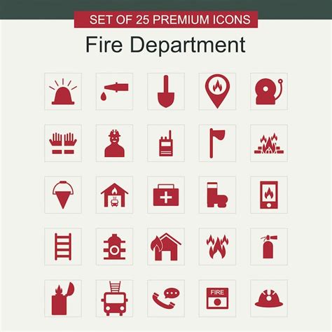 Fire department icons set | Premium Vector