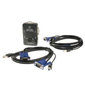 2-Port USB KVM Switch Box +2 VGA Cables Computer Share Easy Control ...