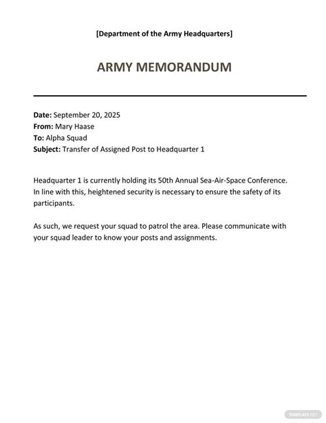 Army Memo Templates Pdf - Format, Free, Download | Template.net
