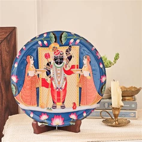 RITUALISTIC Metal Shrinathji Single Wall Plate 10 Inch with Stand ...