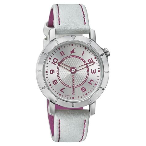 Buy Online Fastrack Quartz Analog Silver Dial Leather Strap Watch for ...