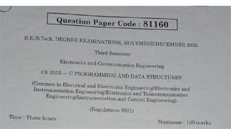 CS3353 C Programming and Data Structures Nov-Dec 2025 Exam Paper - Studocu