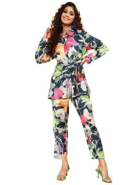 Buy Runway Dreams Women's Printed Silk Blend Co-Ord Set | Long Sleeves ...