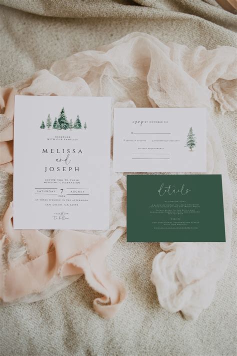 Winter Wedding Invitation Set, Minimalist Wedding Invitation Suite ...
