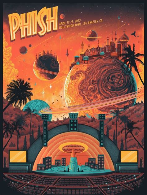 Phish Poster Hollywood Bowl 2023 LA Paul Kreizenbeck Red Limited ...