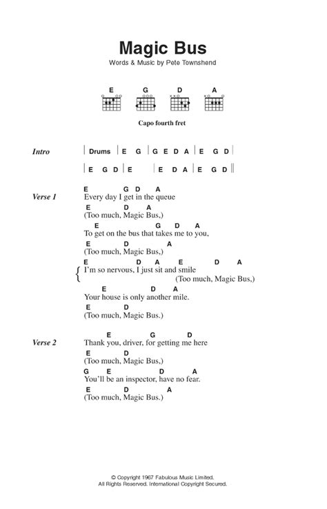 Magic Bus by The Who Sheet Music for Guitar Chords/Lyrics at Sheet ...