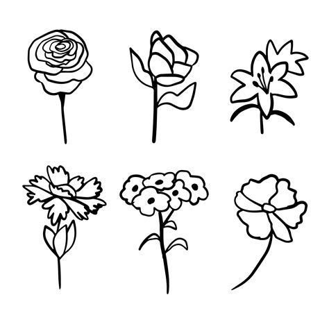 Easy Flower Drawing Outline