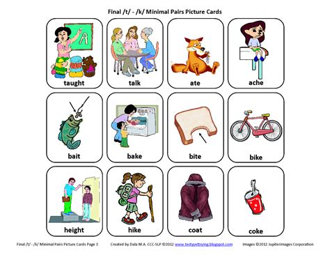 Testy yet trying: Final T / K Minimal Pair Picture Speech Cards