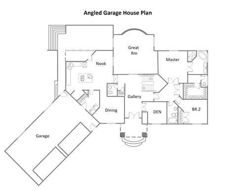 Angled Garage House Plan | EdrawMax Template