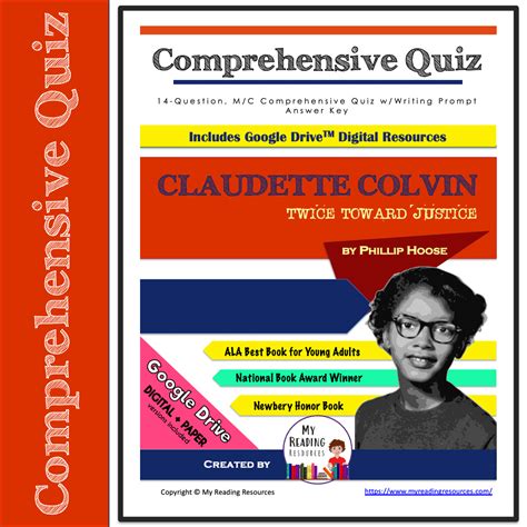 Claudette Colvin: Twice Toward Justice Comprehensive Quiz - My Reading ...