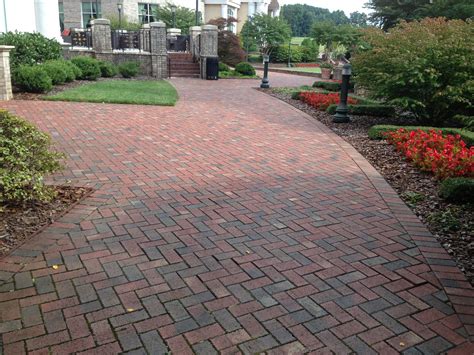 Herringbone Clay Paver Walkway with Soldier Border